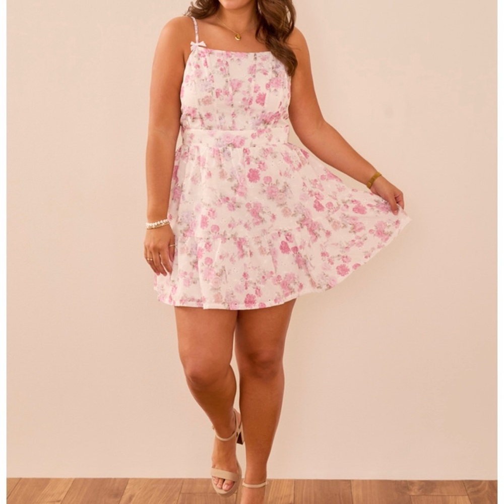 NEW Arula Pink Floral Mini Dress Plus Size 0X NWT
